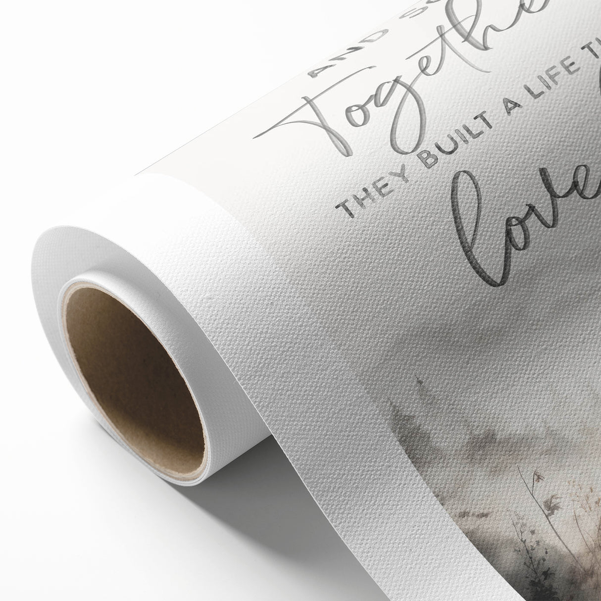 Romantic Typography Art Print - "Together They Loved" Canvas