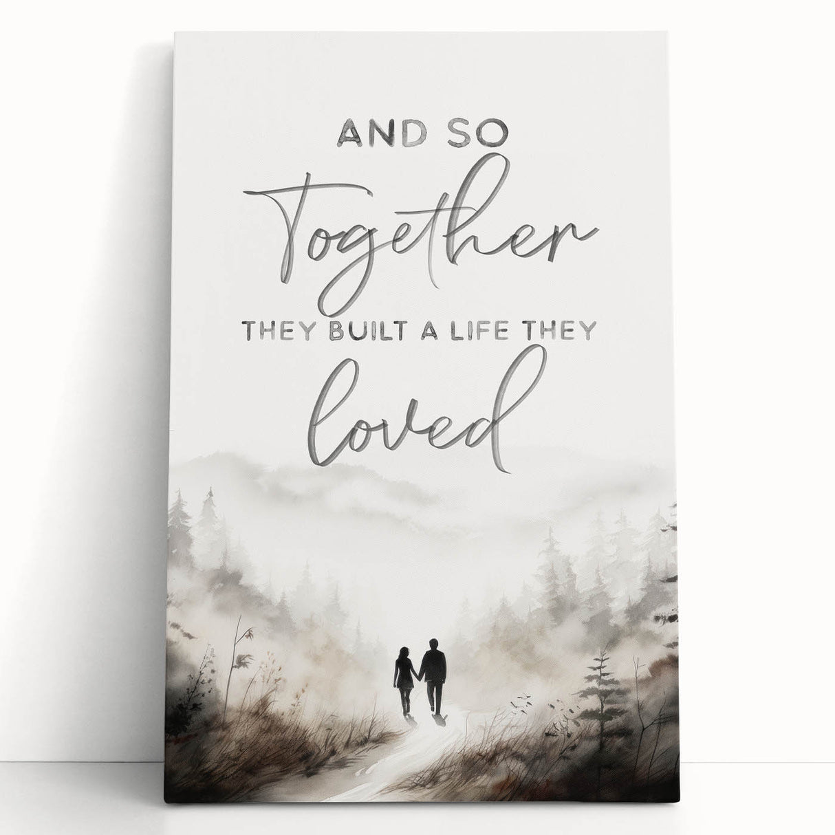 Romantic Typography Art Print - "Together They Loved" Canvas