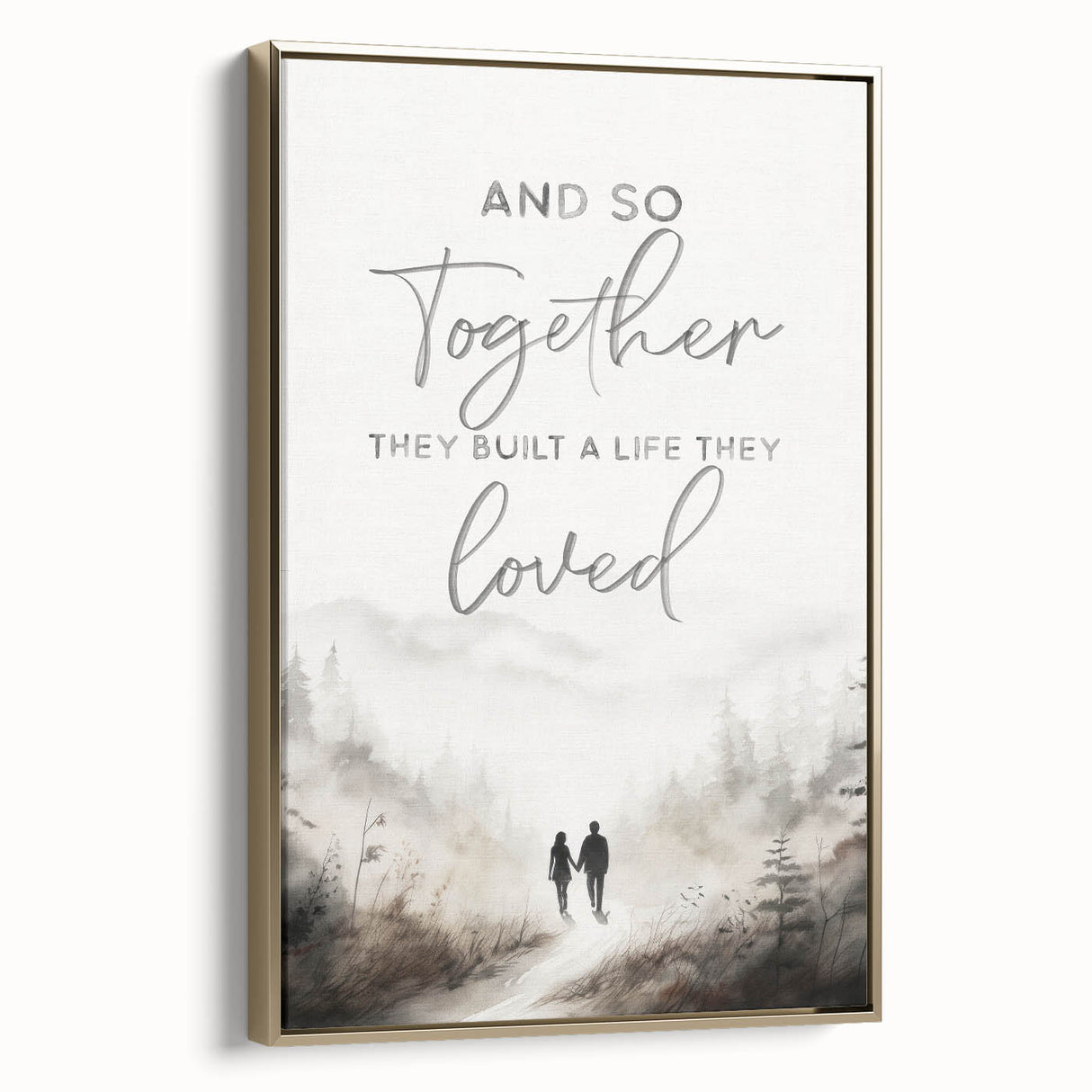 Romantic Typography Art Print - "Together They Loved" Canvas