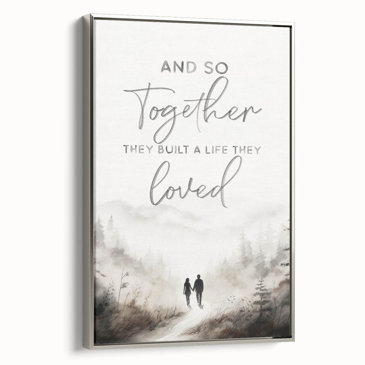 Romantic Typography Art Print - "Together They Loved" Canvas