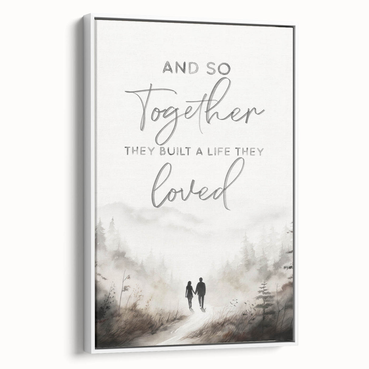 Romantic Typography Art Print - "Together They Loved" Canvas