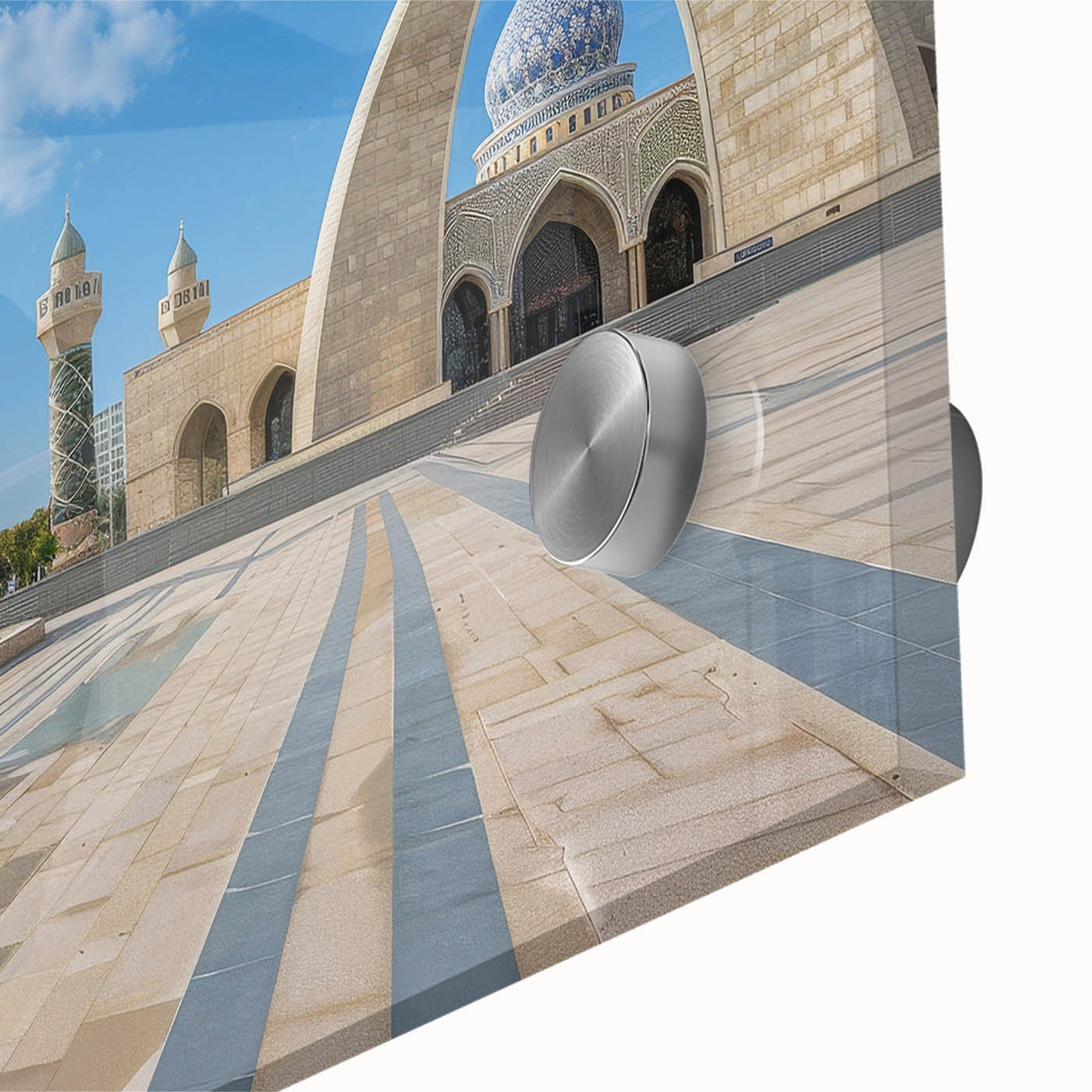 Large abstract wall art in mid-century modernist style, featuring muted earth tones on acrylic glass.