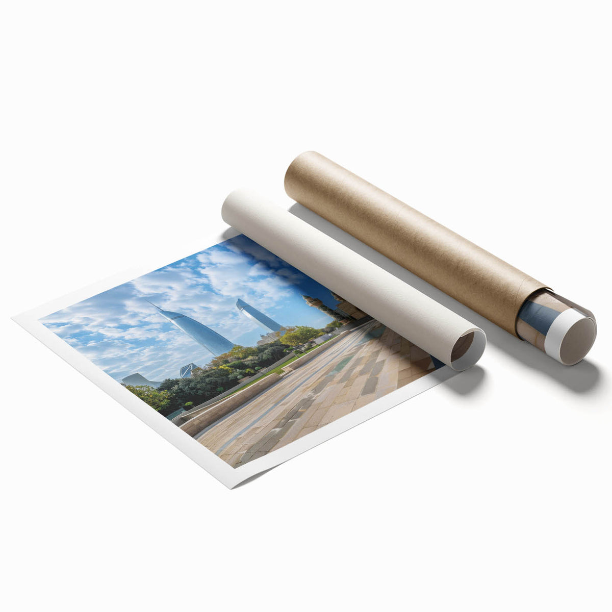 Extra large rolled print featuring a floral design in muted earth tones, ideal for classy bathroom wall art.