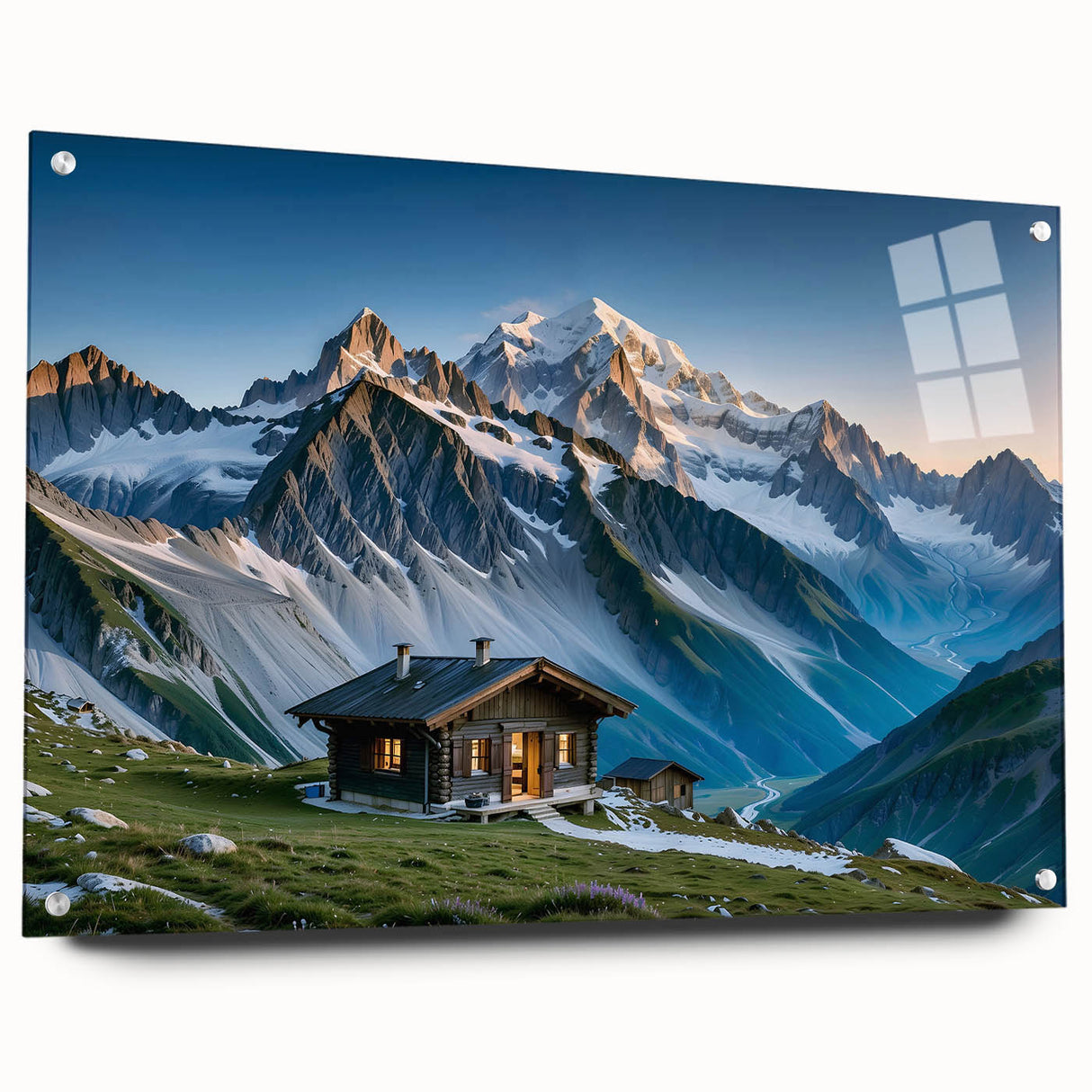 Large abstract wall art depicting an Asian scenery in Georgia, rendered in muted earth tones on acrylic glass.