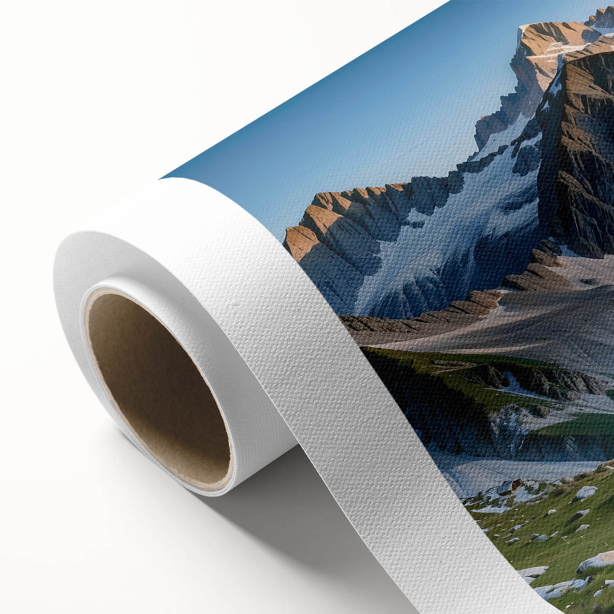 Art deco poster featuring a serene Georgian landscape in soft green and blue tones, printed on rolled canvas.