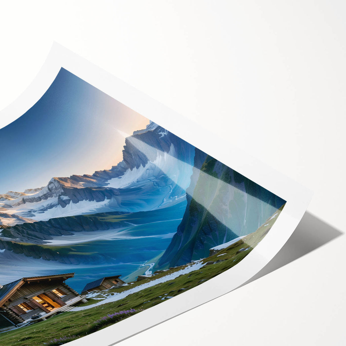 Extra large wall art featuring line art flowers in subtle hues, printed on rolled canvas.