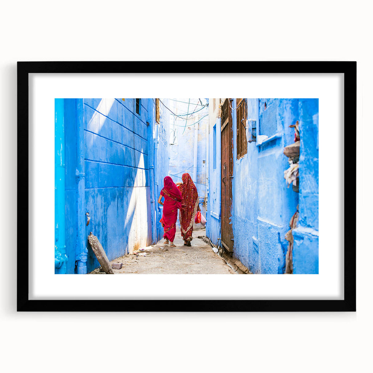 Extra large abstract art print featuring a colorful, textured depiction of an Indian scenery, ideal for living room decor.