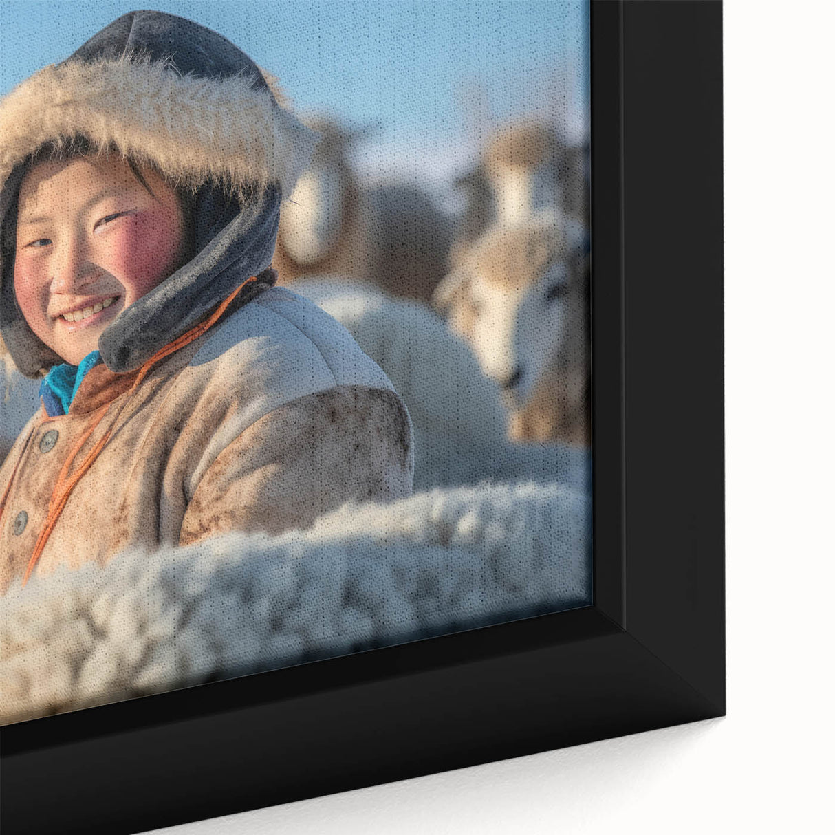 Extra large black wall art featuring a textured, colorful Mongolian landscape on framed canvas, ideal for living room decor.