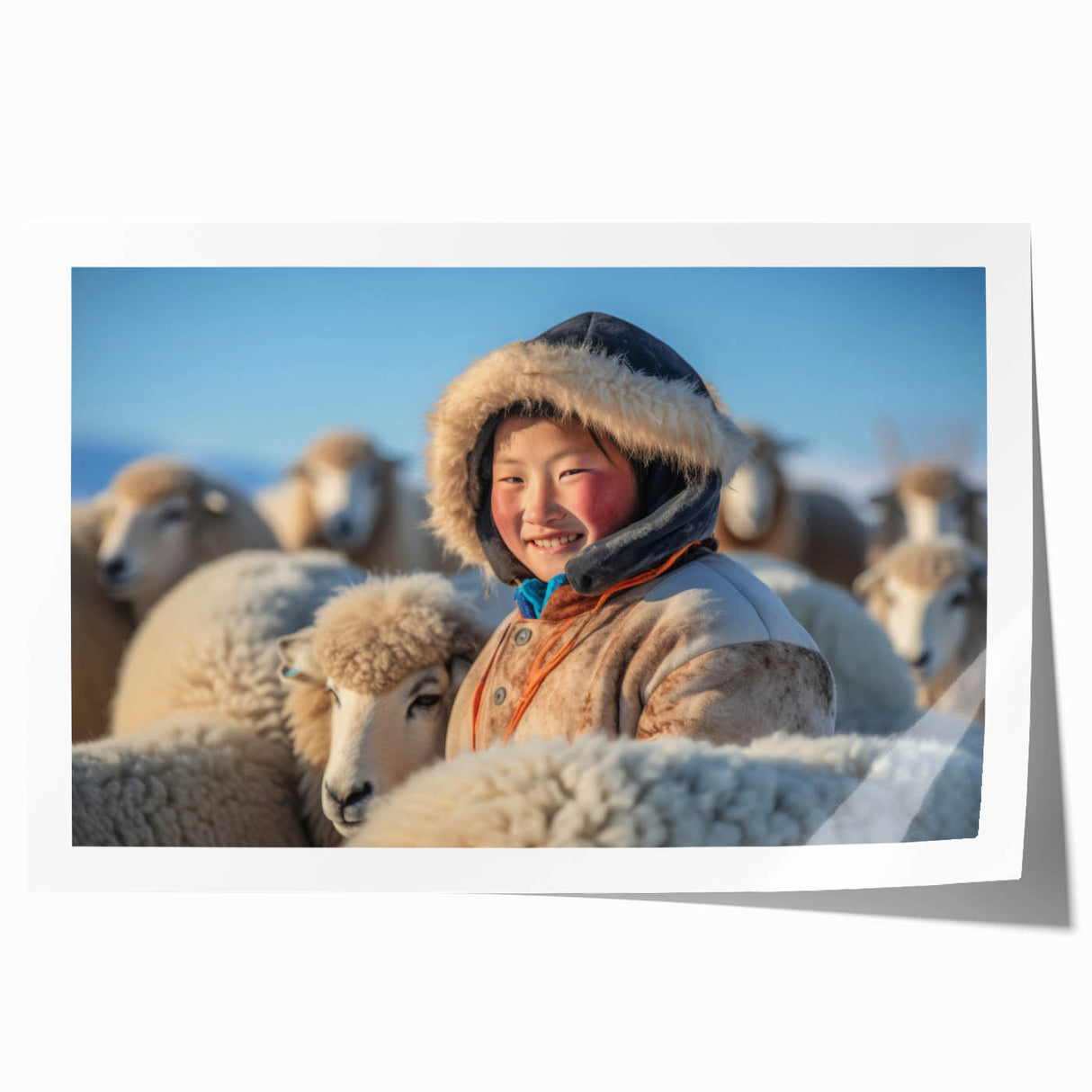 Extra large rolled canvas print featuring a Mongolian landscape with soft pastel shades, perfect for art wall dining room.