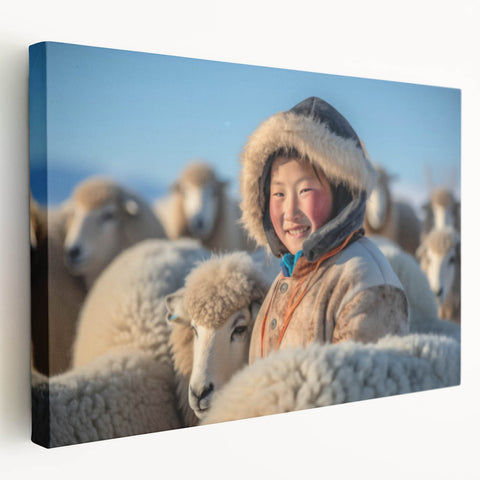 Large canvas print of a Mongolian landscape in subdued earth tones, ideal for kitchen wall art.
