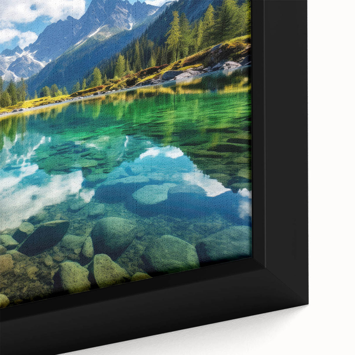 Framed canvas depicting a textured scene of Alberta, Canada in black with vibrant, colorful art accents.