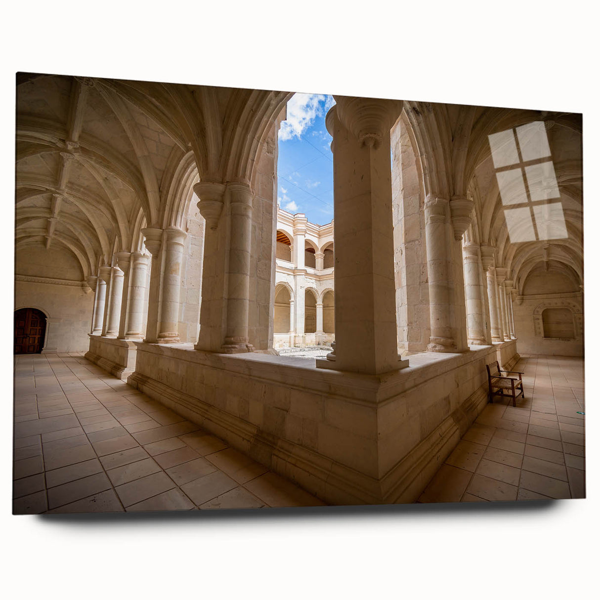 Large abstract wall art of Oaxaca scenery on acrylic glass, featuring earthy tones, ideal for bedroom or dining room decor.