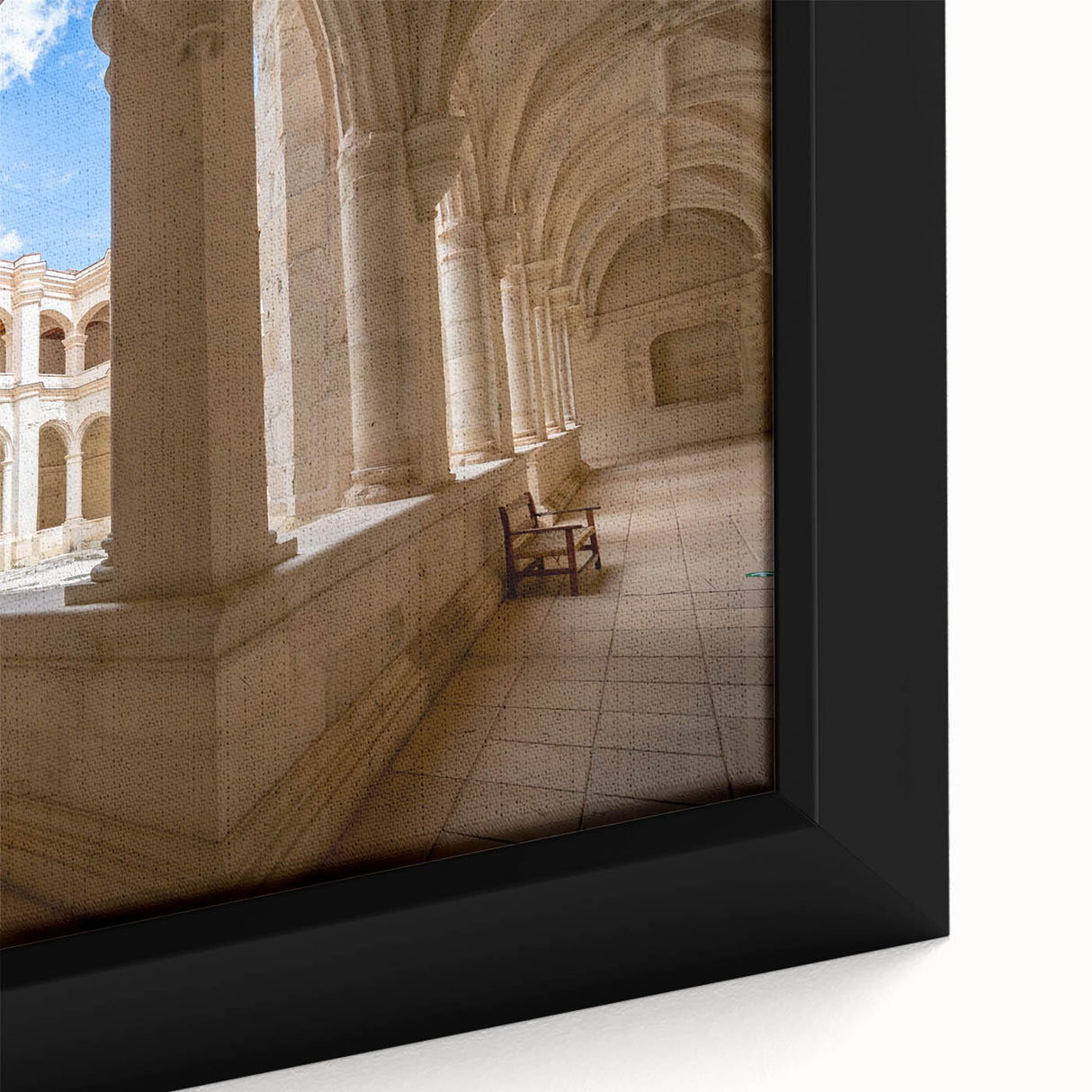 Extra large framed canvas depicting a textured, colorful Mexican Oaxaca scenery, ideal for living room decor.