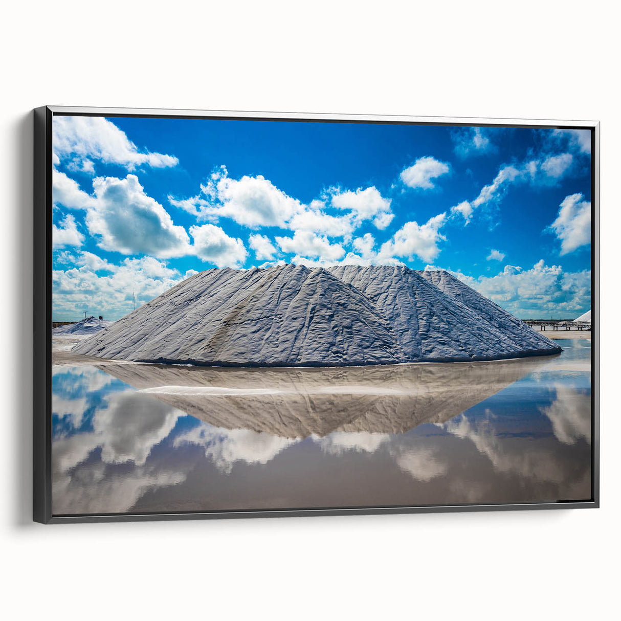 Black and white framed canvas of Yucatan landscape, vintage poster style, ideal for bedroom wall decor.