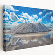 Large stretched canvas featuring a serene Yucatan landscape in soft green and blue tones, ideal for kitchen wall art.