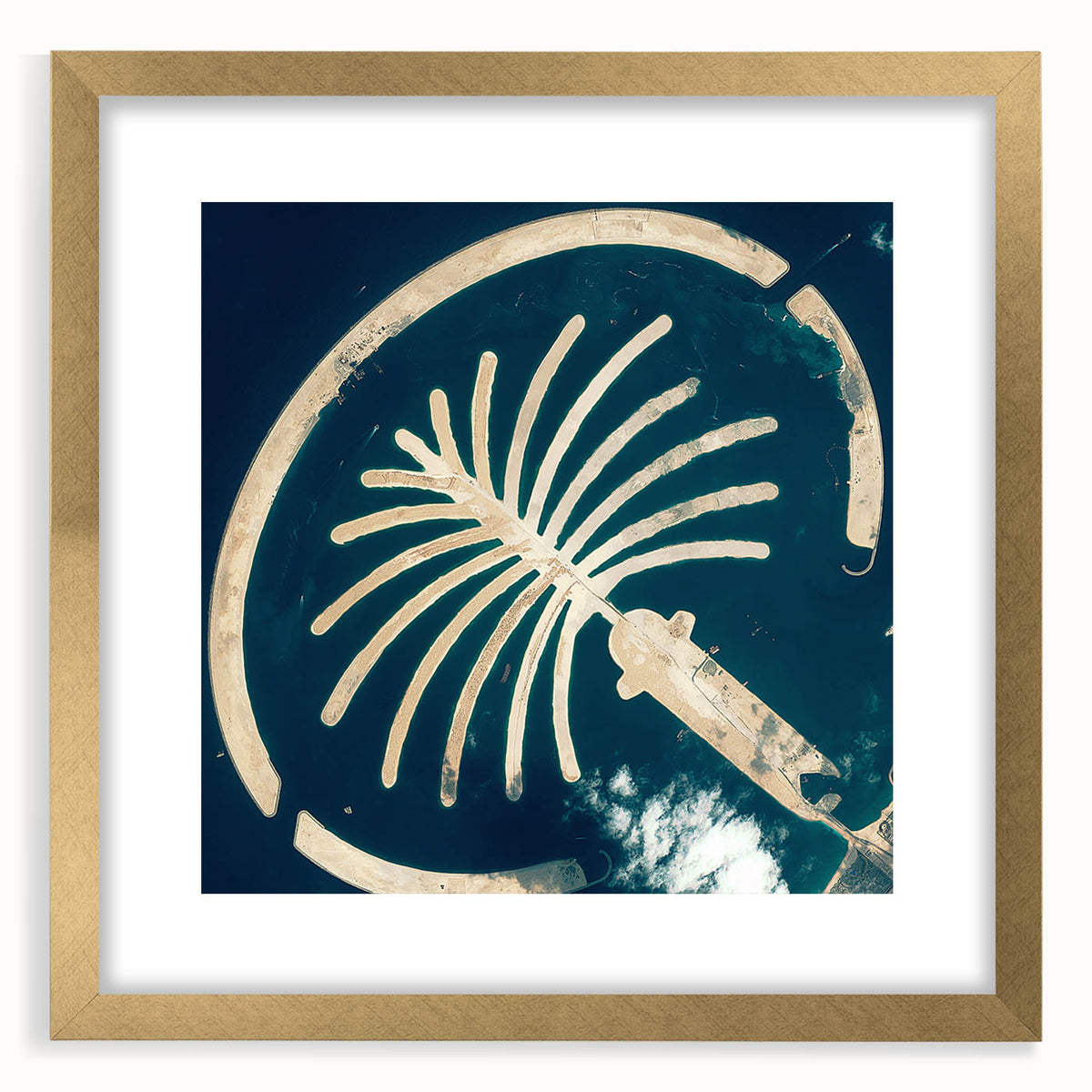 Extra large wall art featuring an abstract depiction of Dubai's skyline in textured gold and black tones.