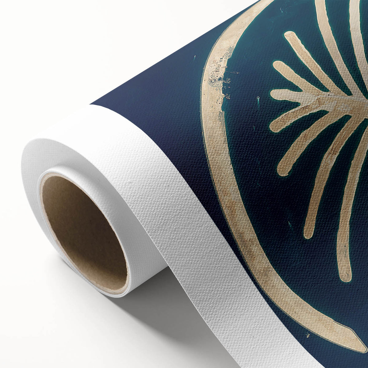 Art Deco poster of Dubai skyline in pastel shades on rolled canvas, ideal for nursery wall art.