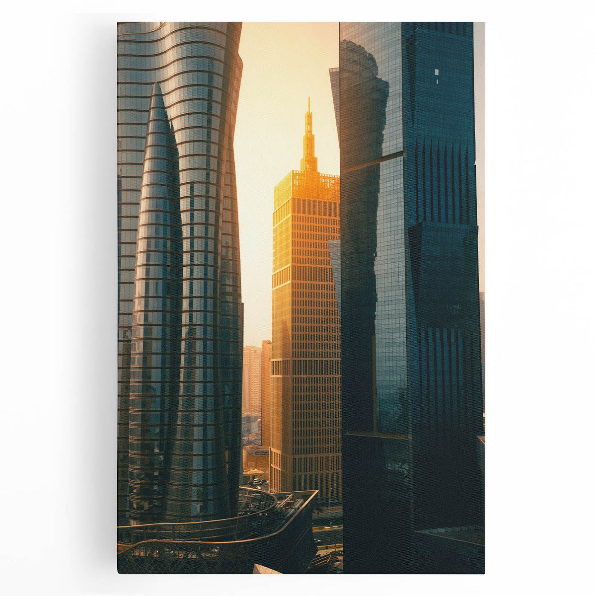 Black and white stretched canvas of Qatar scenery, ideal for kitchen wall art.