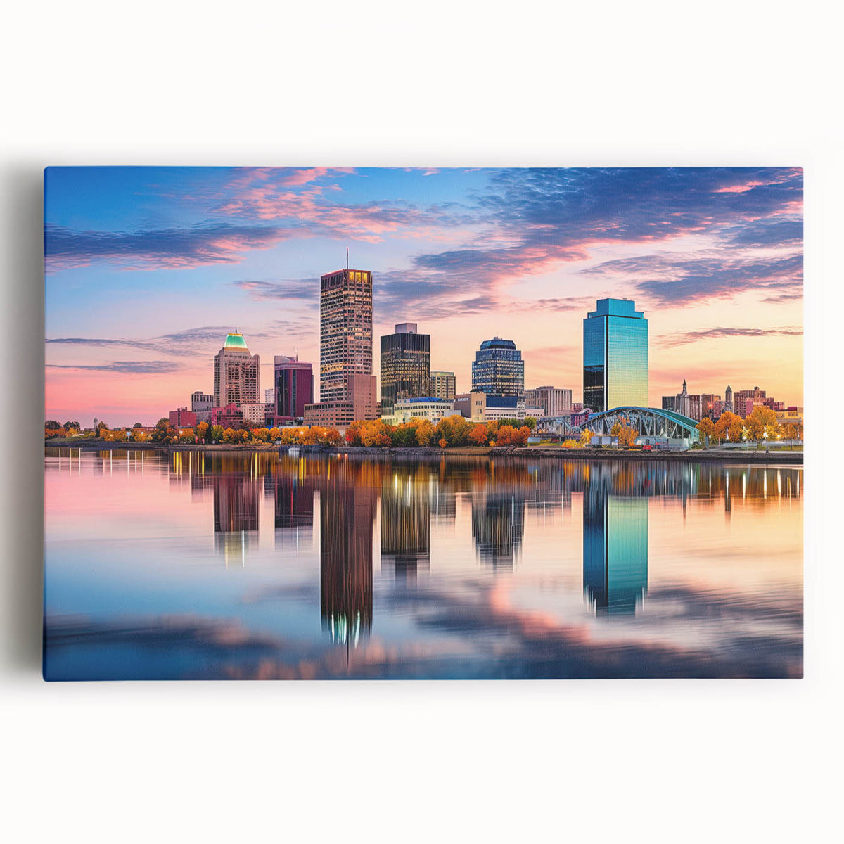 Black and white stretched canvas of Arkansas scenery, ideal for kitchen wall art.
