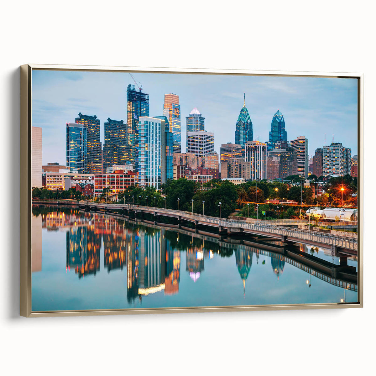Framed canvas depicting a vintage-style Pennsylvania landscape in muted earth tones, ideal for bedroom wall art.