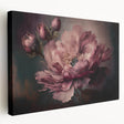 Abstract floral stretched canvas artwork showcasing vibrant colors and intricate designs, viewed from the side, ideal for modern home decor and artistic interiors.