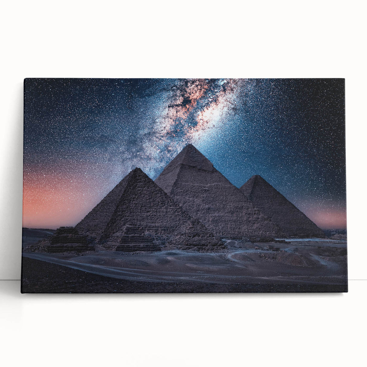 Large black and white stretched canvas of Egyptian scenery, ideal for kitchen wall art or bedroom ambiance.