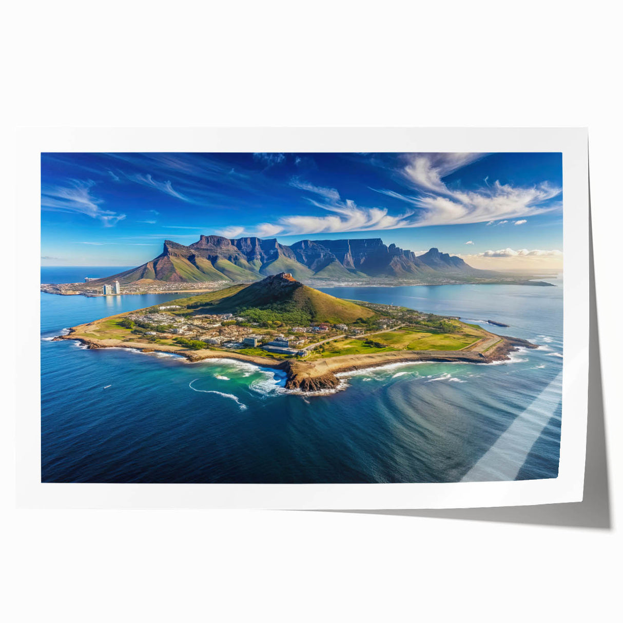 Extra large rolled print of a South African scenery with vibrant green and earth tones, ideal for art wall dining room.