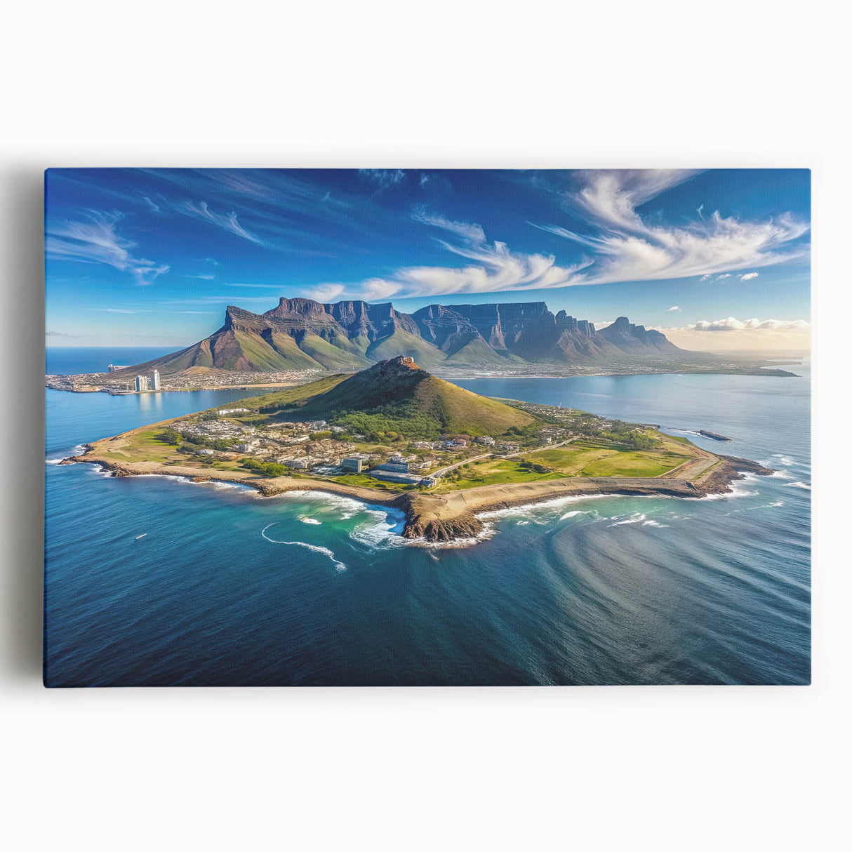 Large black and white stretched canvas of African savannah scenery, ideal for kitchen wall art.