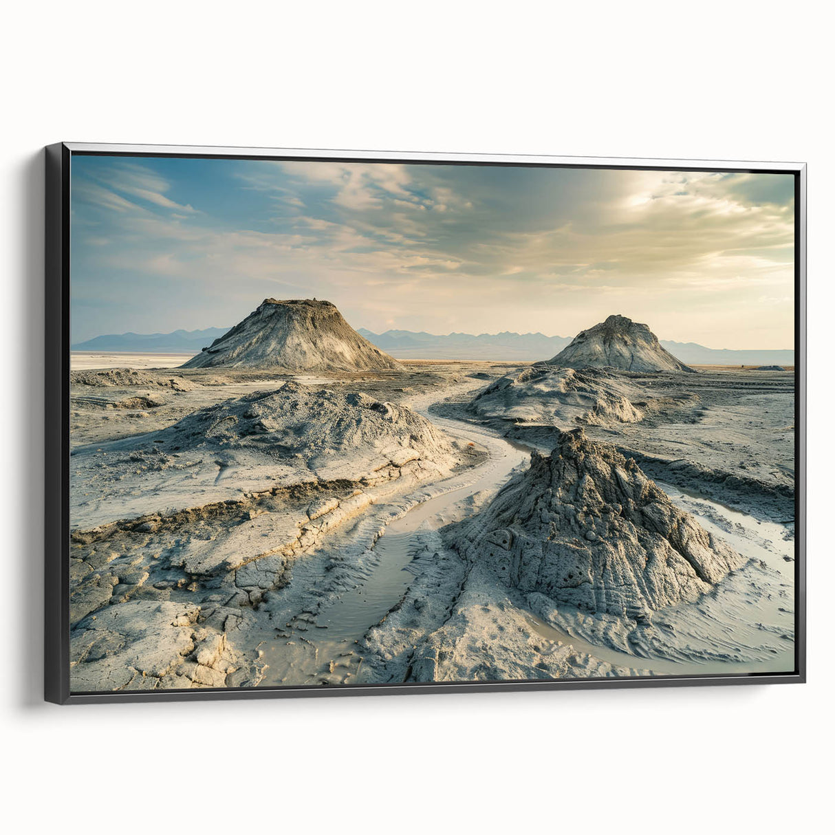 Black and white vintage poster art of an Azerbaijani landscape on framed canvas, ideal for bedroom wall decor.