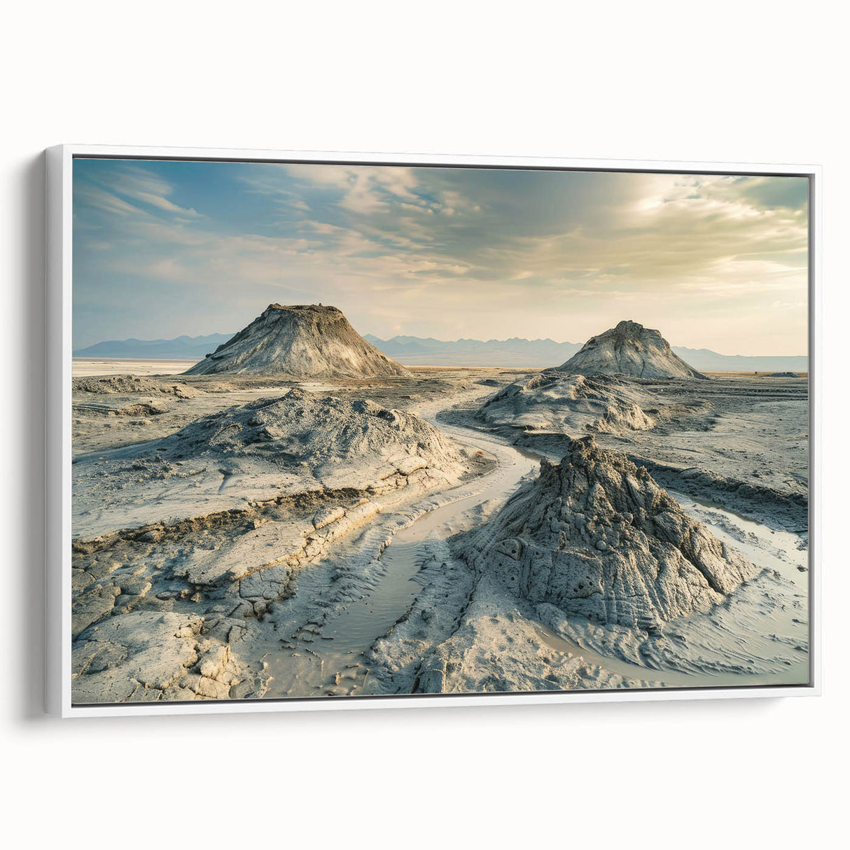 Vintage poster art of an Asian landscape in colorful hues on extra large framed canvas, ideal for living room decor.