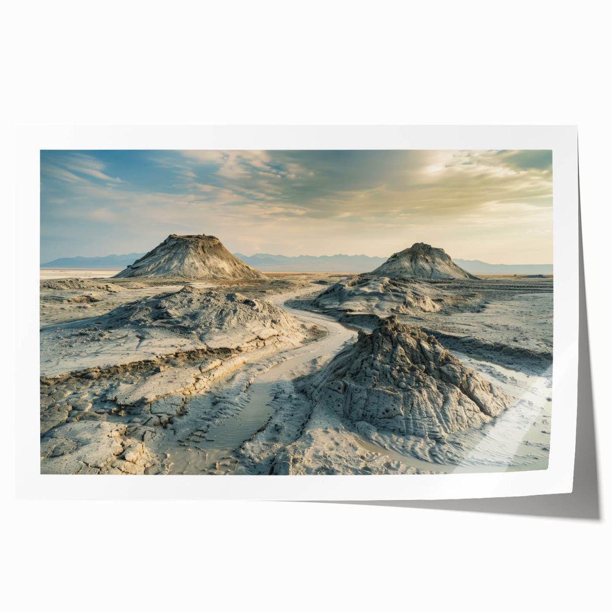 Extra large rolled print of an Asian landscape with vibrant green and blue tones, ideal for art wall dining room.