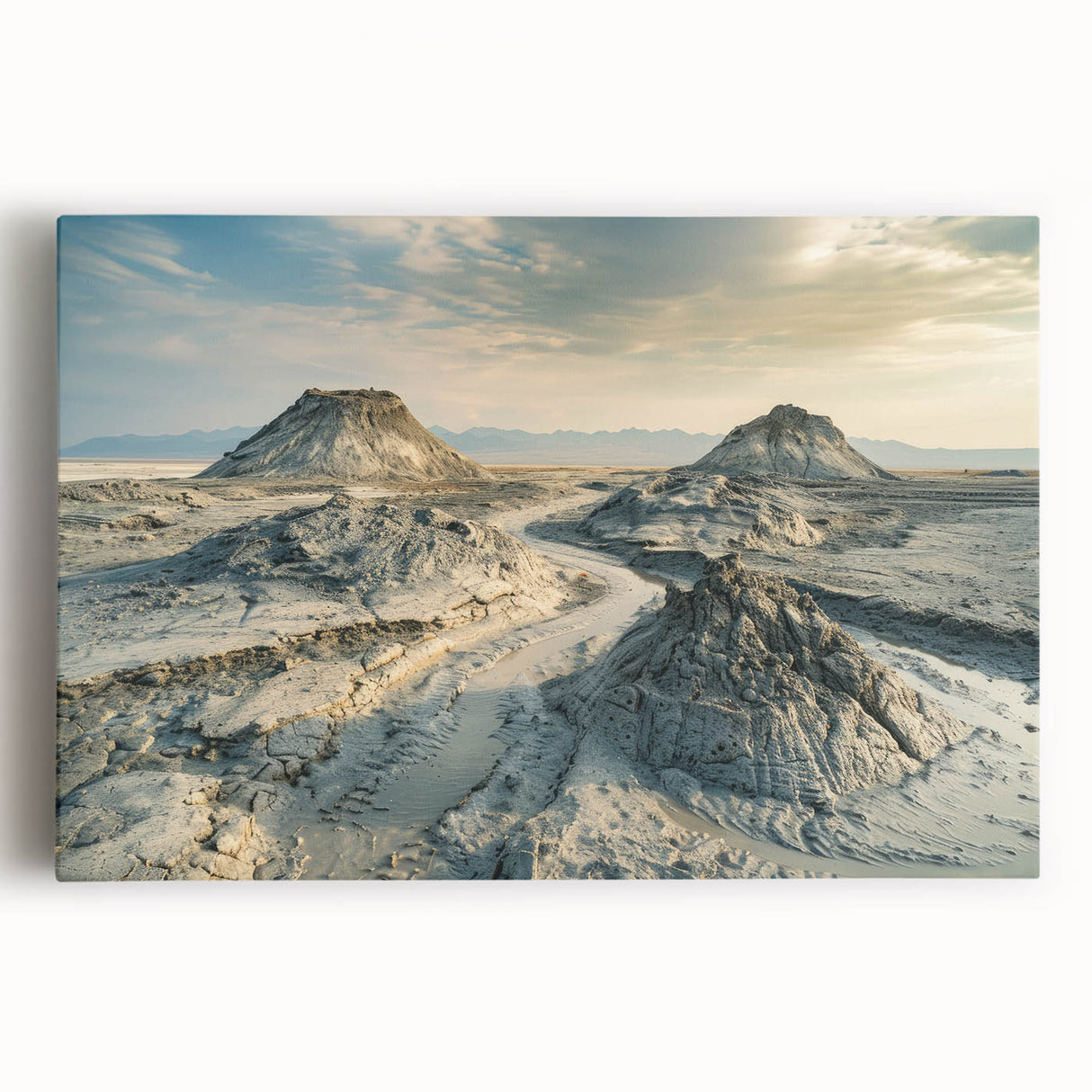 Landscape print of Azerbaijan scenery in black and white on large stretched canvas, ideal for kitchen art.