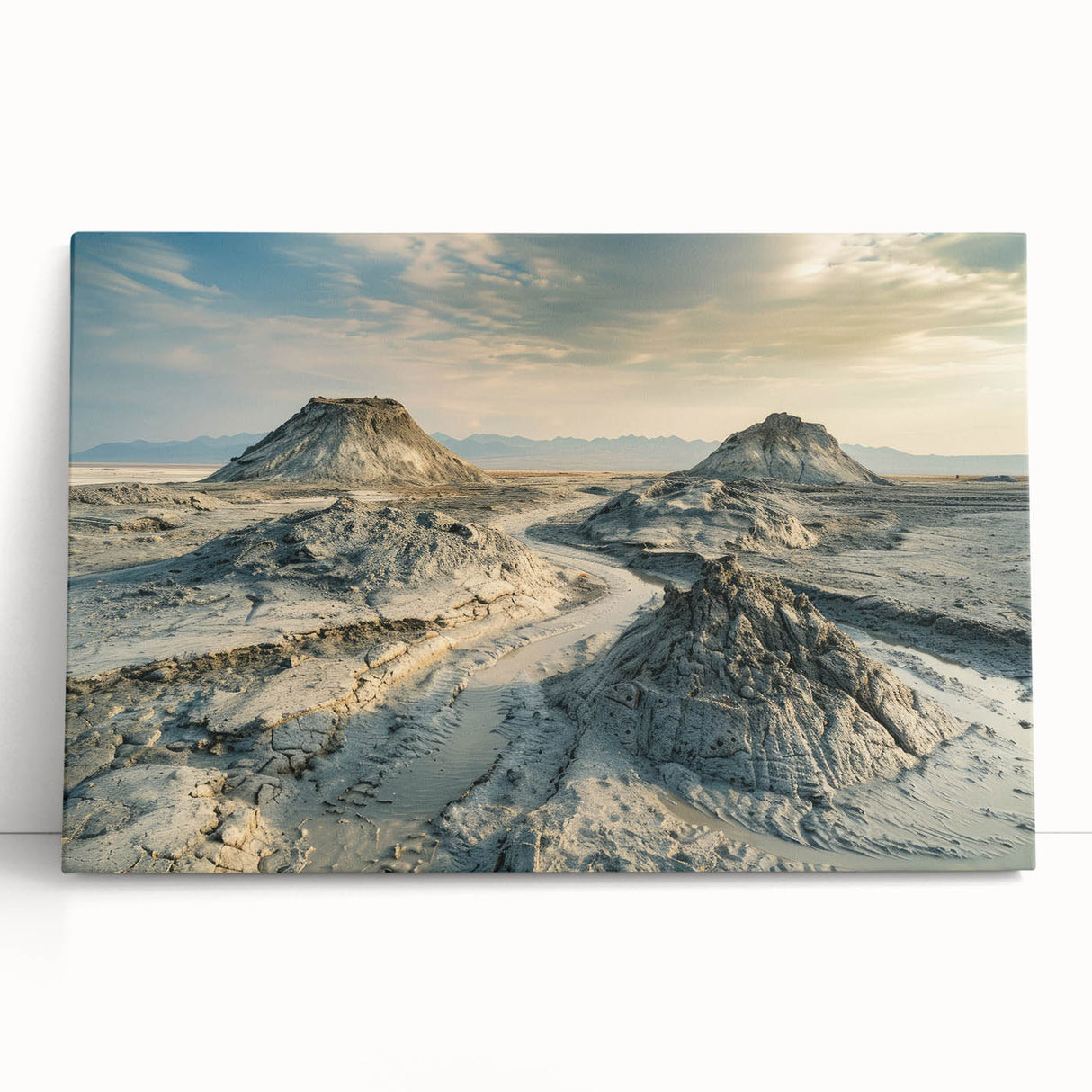 Black and white stretched canvas featuring a serene Azerbaijani landscape, ideal for kitchen wall art or bedroom decor.