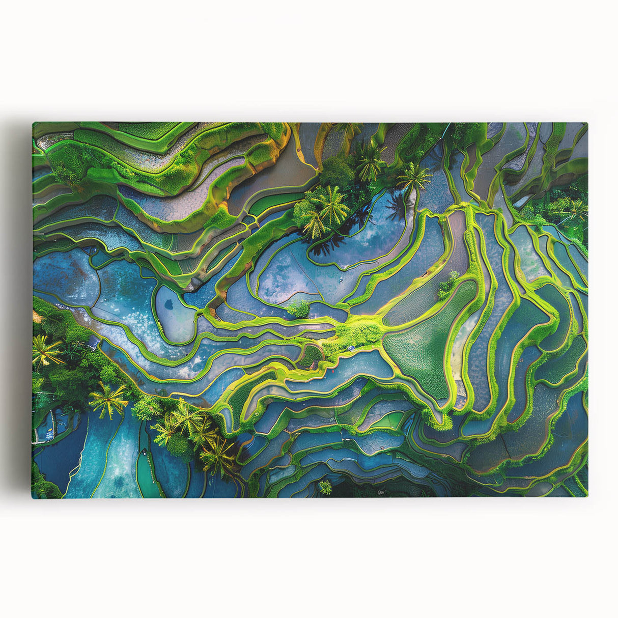 Black and white photograph of an Indonesian landscape on large stretched canvas, ideal for kitchen wall art.