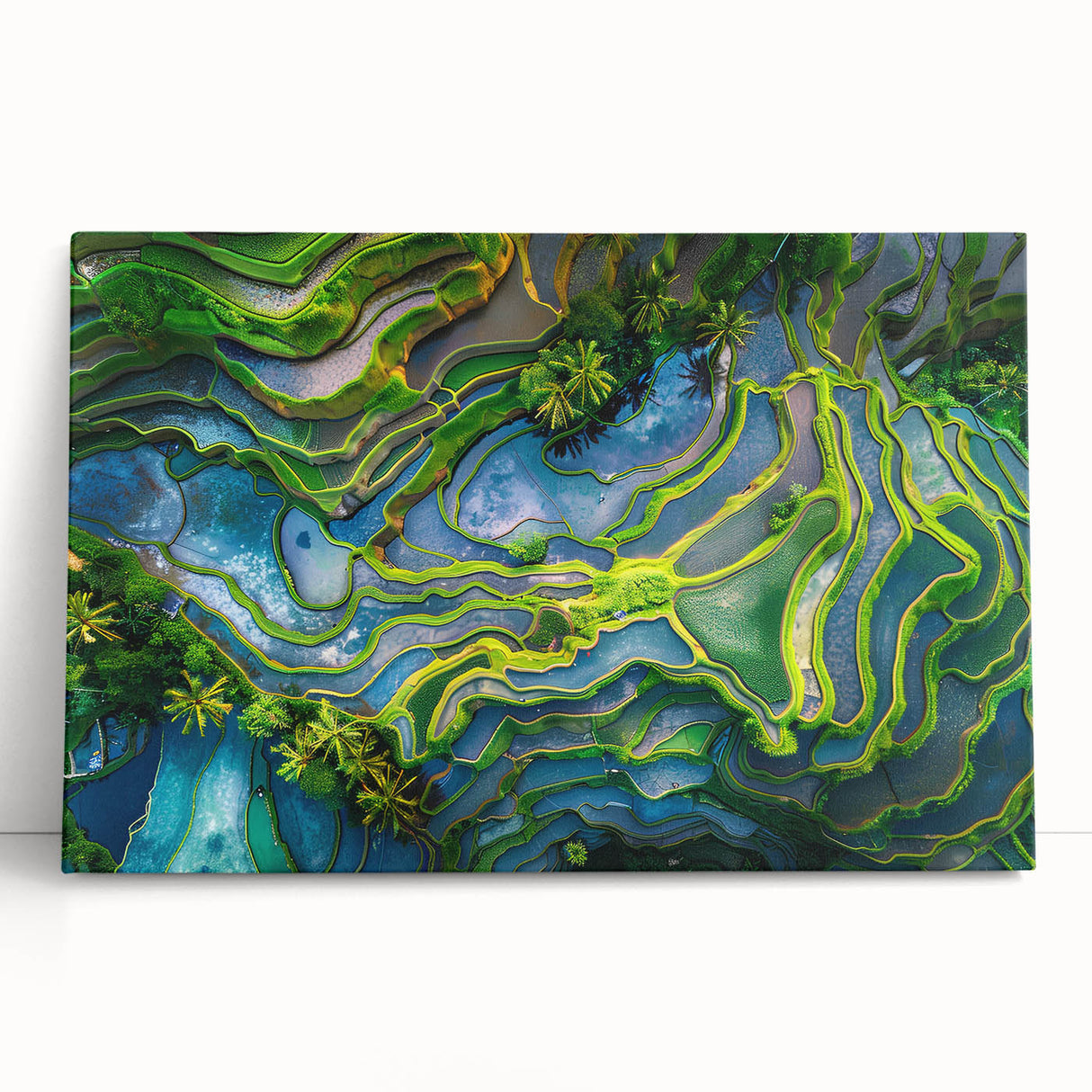 Black and white photograph of Indonesian landscape on stretched canvas, suitable for kitchen or bedroom wall art.