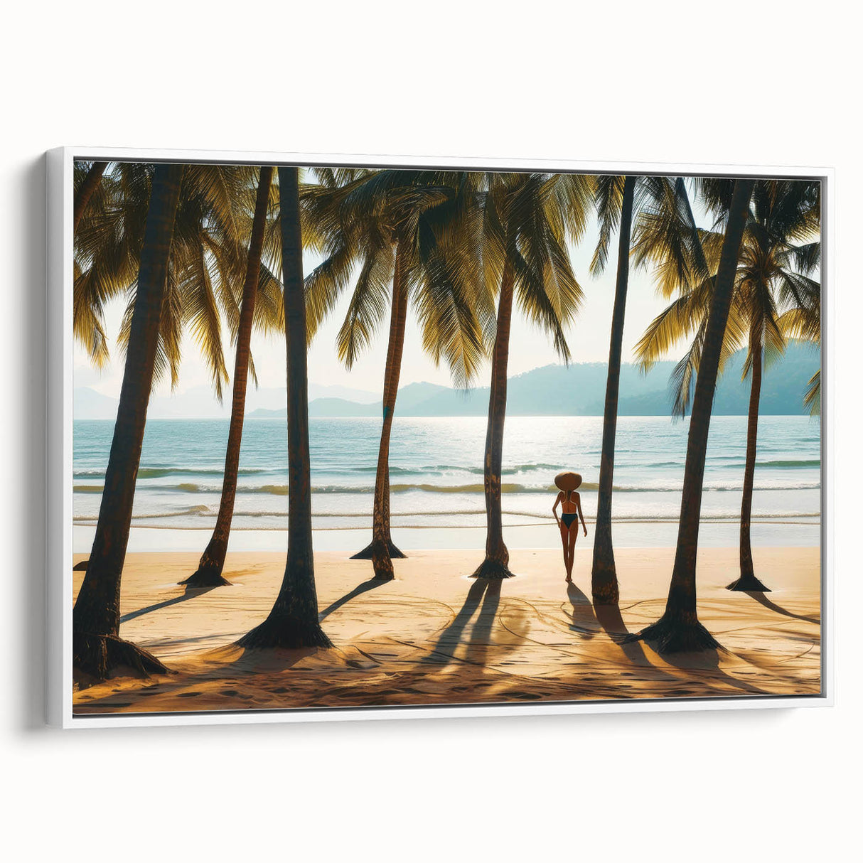 Vintage poster art of a Malaysian landscape on extra large framed canvas.