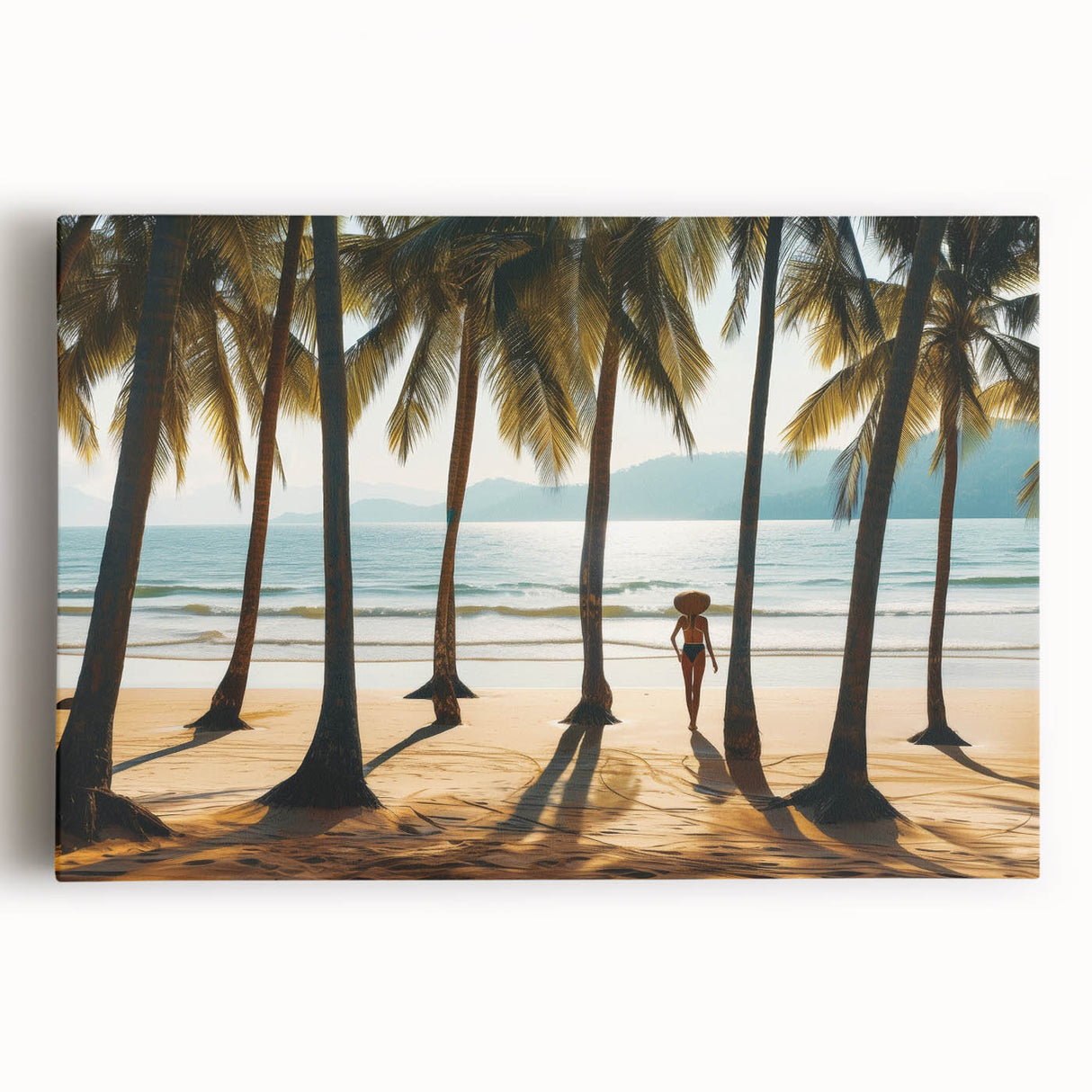 Black and white photo of Malaysian scenery on stretched canvas, suitable as large kitchen wall art.