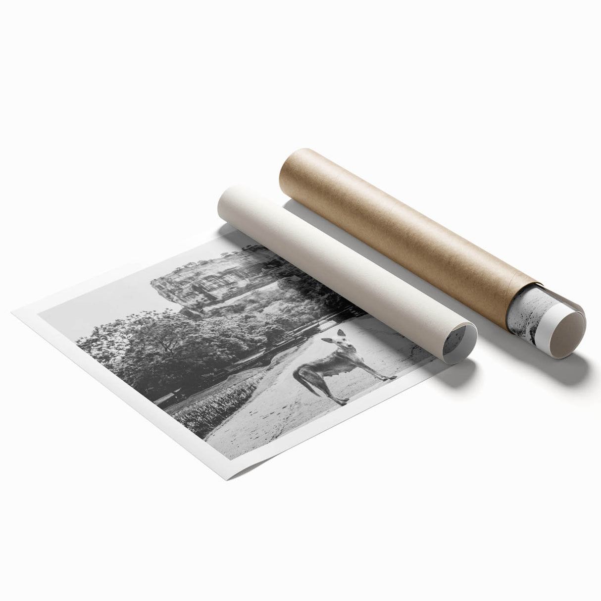 Extra large rolled print of a serene Sri Lankan landscape with lush greenery and florals, ideal for classy bathroom wall art.