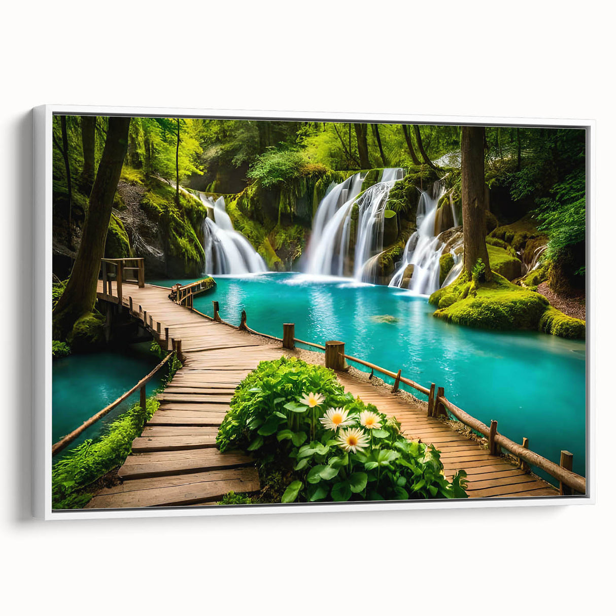 Vintage poster art depicting a colorful Thai landscape on extra large framed canvas, suitable for living room decor.