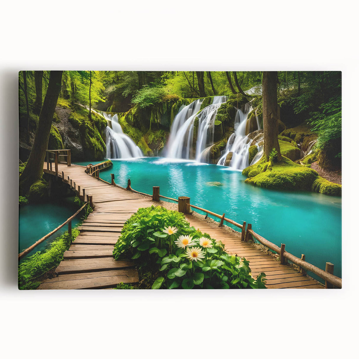 Black and white large art print of a Thai landscape on stretched canvas, ideal for kitchen wall art.