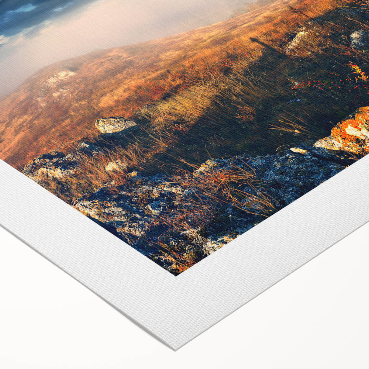 Art deco poster depicting a serene Ukrainian landscape on rolled canvas, with muted earth tones.