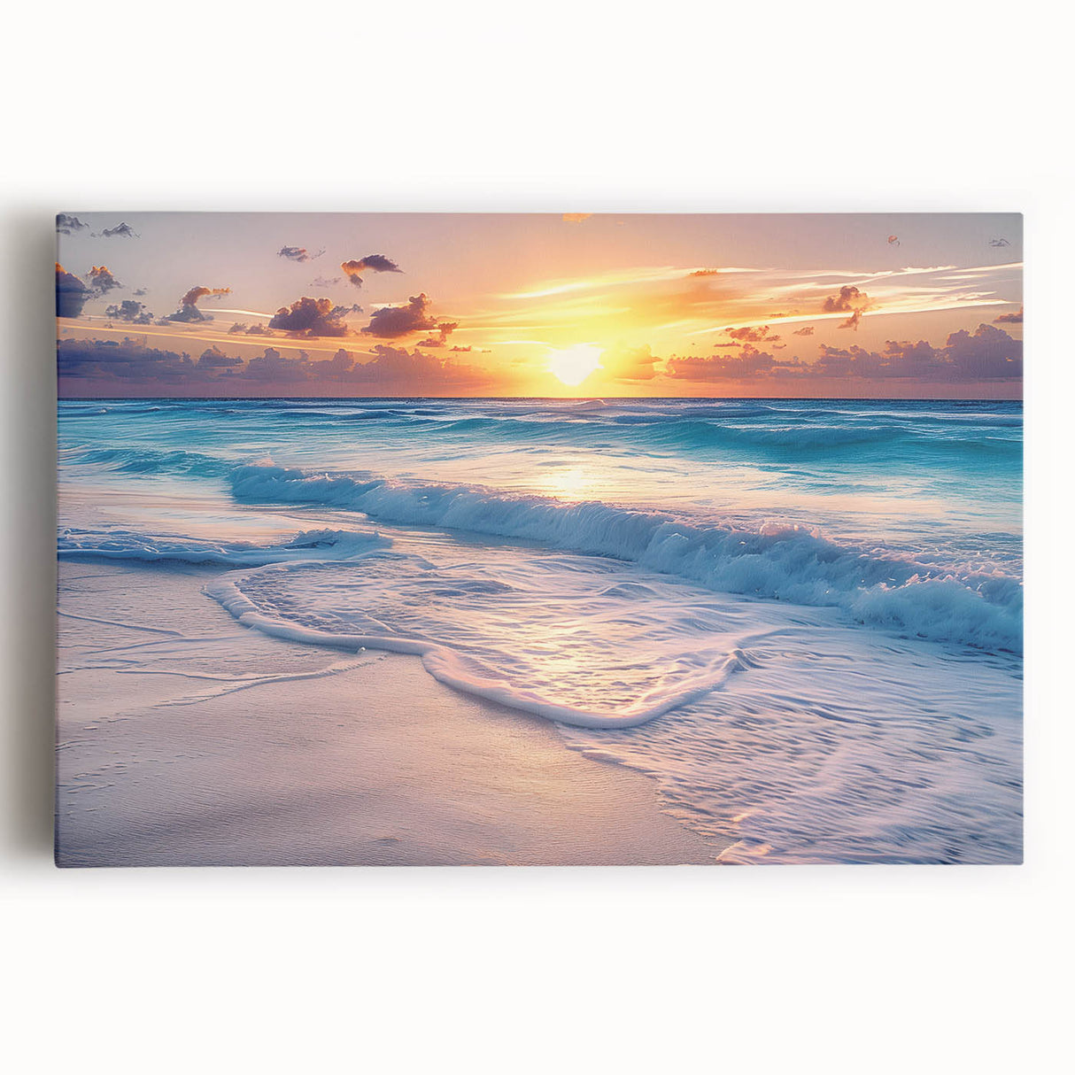 Black and white stretched canvas of Cancun scenery, ideal for kitchen wall art.