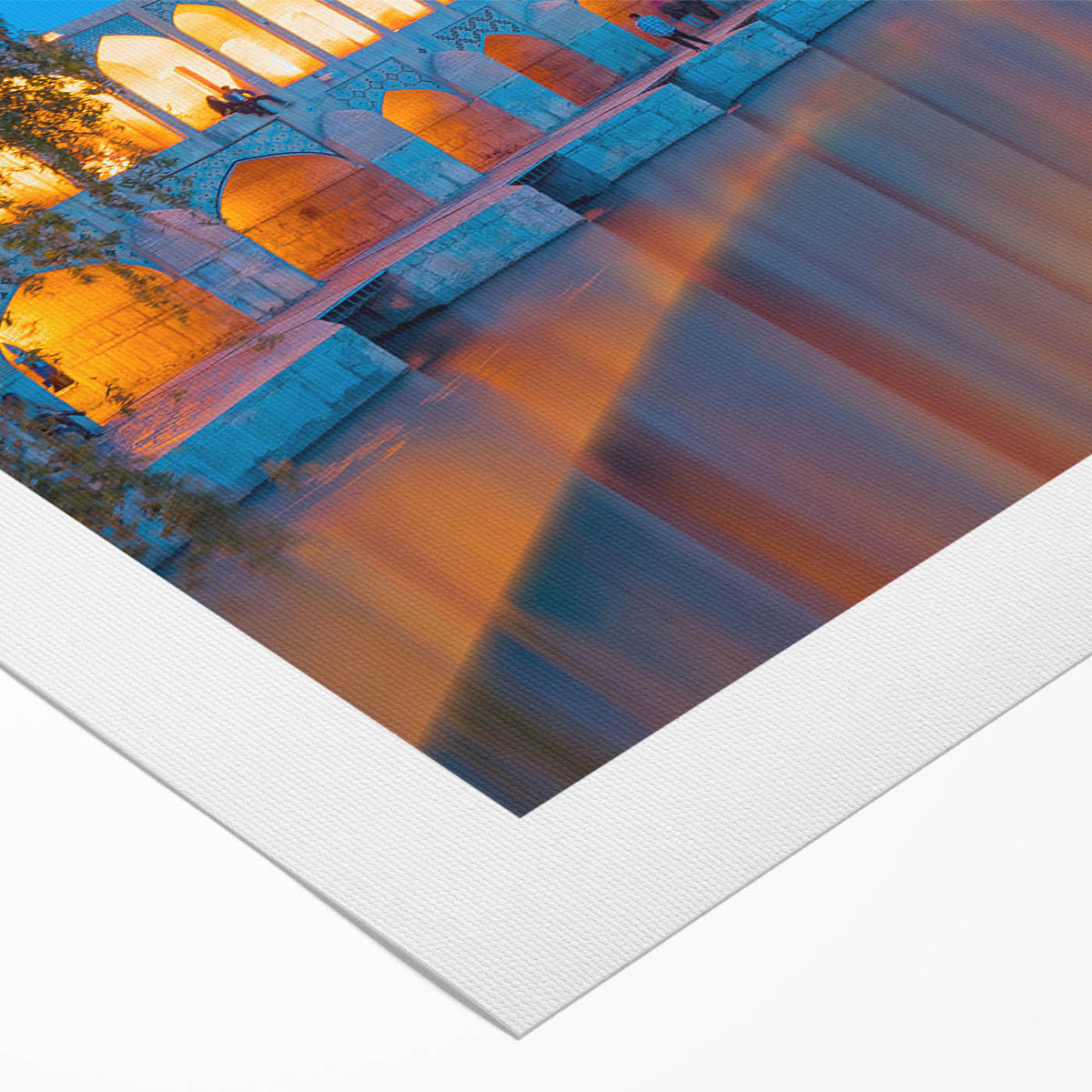 Art deco poster of a Middle Eastern landscape in muted earth tones on rolled canvas, suitable for dining room decor.