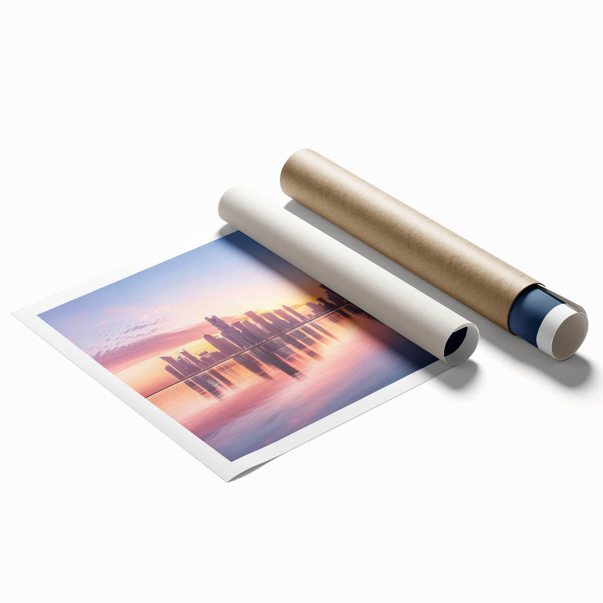 Extra large rolled print of a Middle Eastern Qatar landscape, featuring soft floral elements in muted earth tones.
