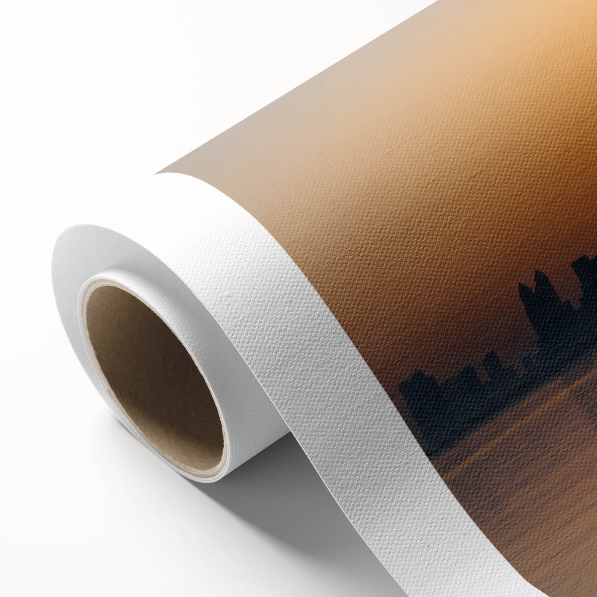 Art Deco poster of Abu Dhabi skyline in cool blues and silver tones on rolled canvas, ideal for nursery wall art.