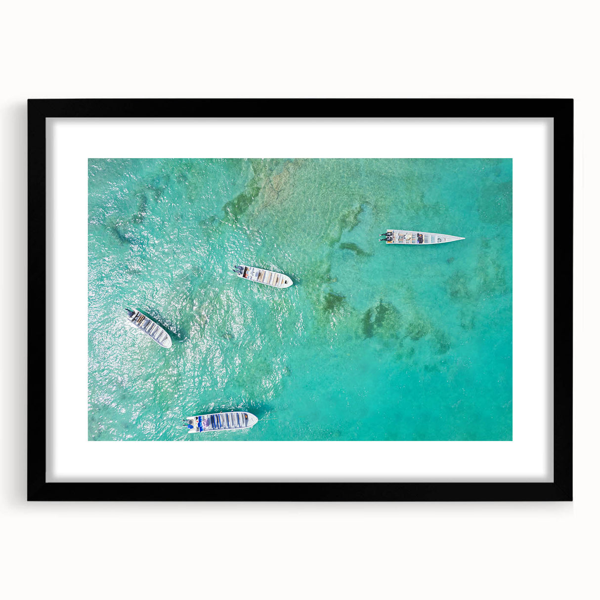 Extra large, textured abstract art print of a colorful South American scenery in a black frame, ideal for living room decor.