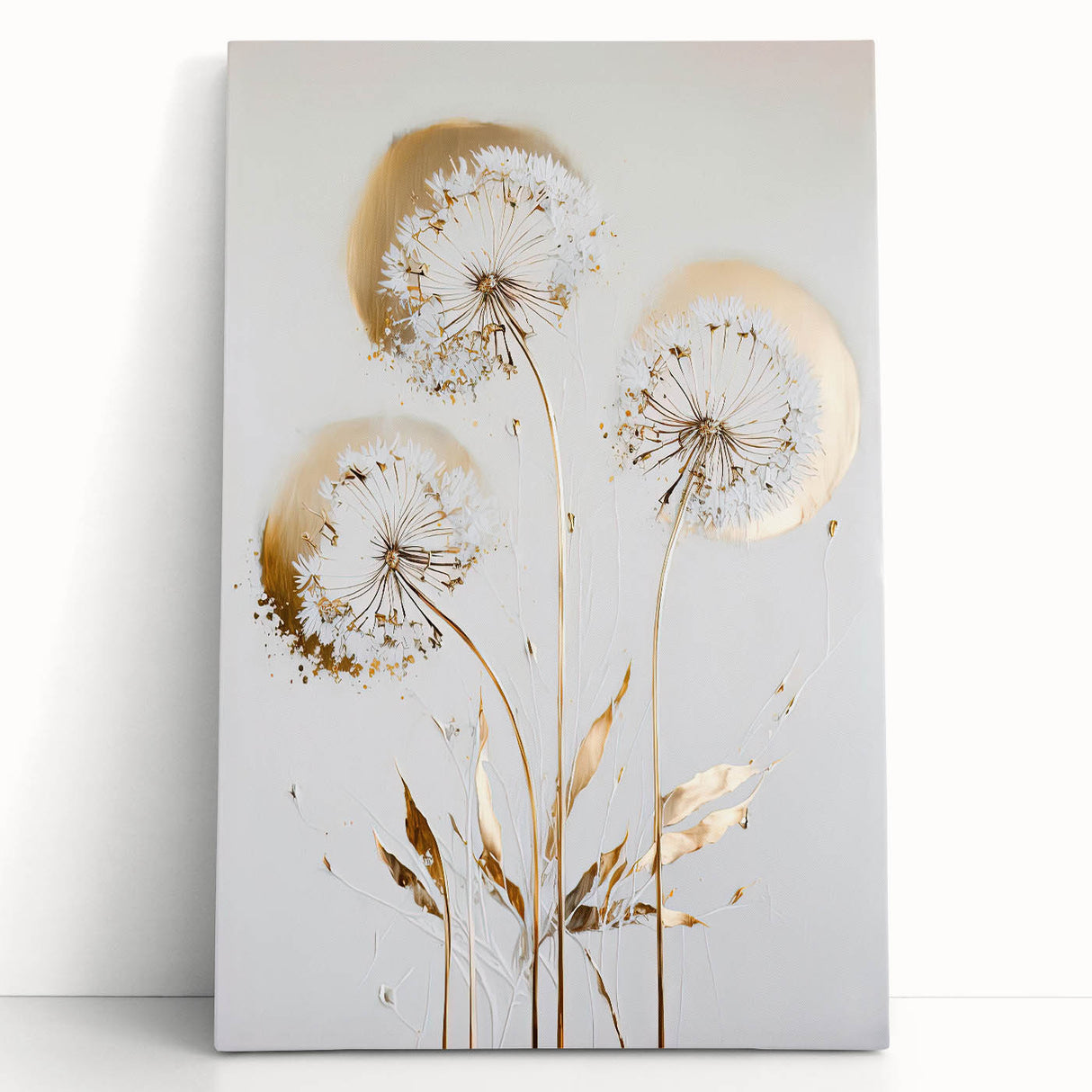 Abstract floral stretched canvas artwork showcasing vibrant colors and intricate designs, elegantly leaning against a neutral wall, perfect for modern home decor.