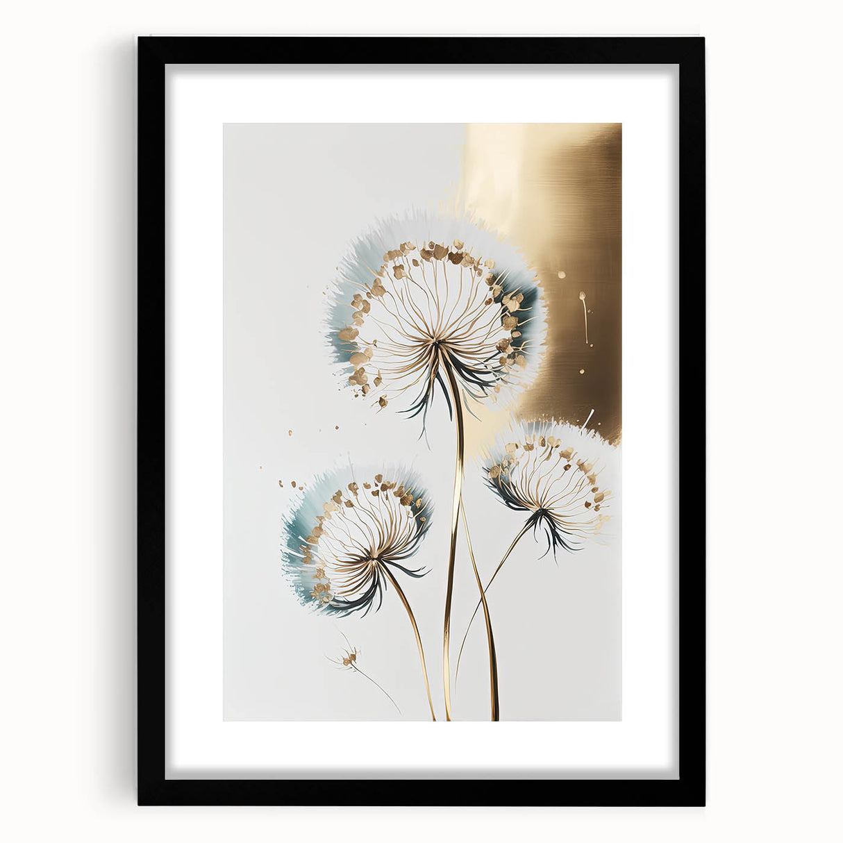 Abstract floral frame with a sleek black mat, showcasing intricate designs and vibrant colors, ideal for modern home decor and artistic displays.