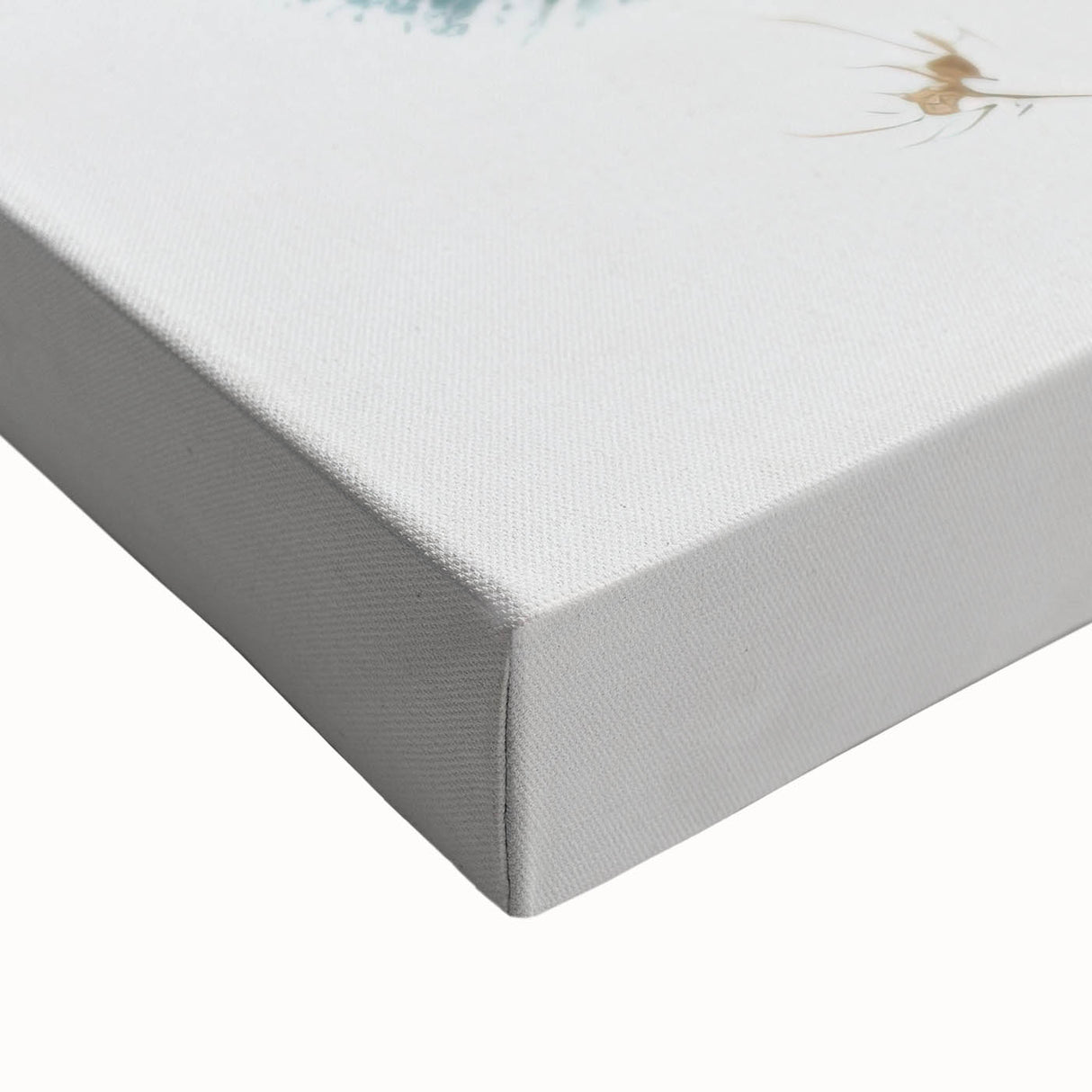 Close-up view of an abstract floral design on stretched canvas, showcasing vibrant colors and intricate patterns, ideal for modern home decor accents.