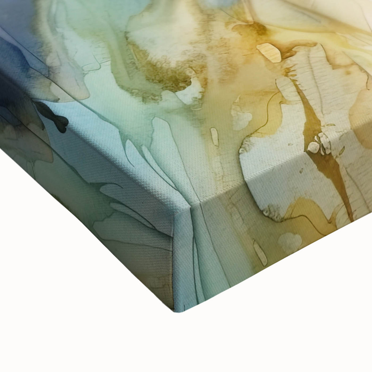 Close-up of an abstract floral stretched canvas artwork showcasing vibrant colors and intricate details, perfect for modern home decor and wall art enthusiasts.